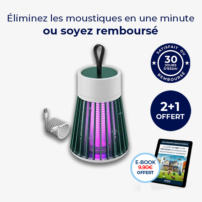 Lampe Anti-moustiques Miro - Technologie UV Physique, Sans Produit Chimique - Pour Intérieur Et Extérieur, Blanche