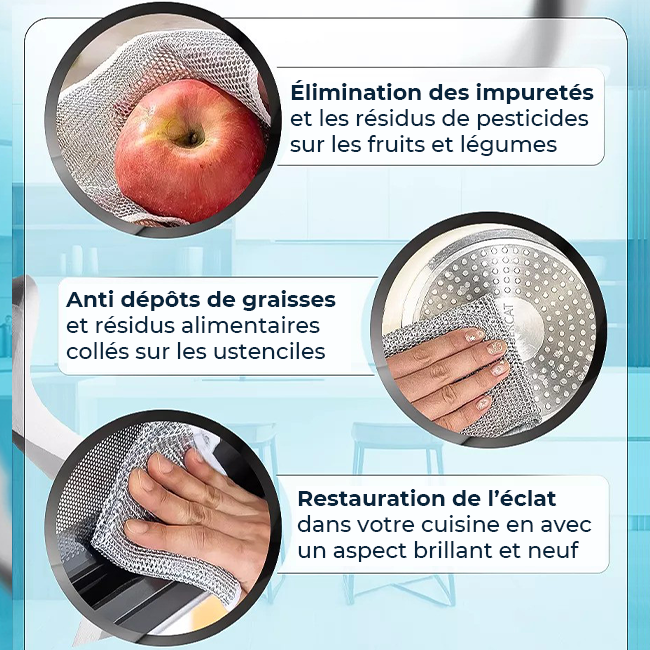 KitchenClean - Chiffons magiques en laine d'acier